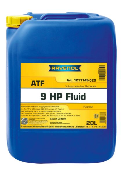 Ulje za automatski mjenjač RAVENOL RAV ATF 9HP FLUID 20L